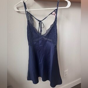 Victoria's Secret Navy Lace-Trim Chemise